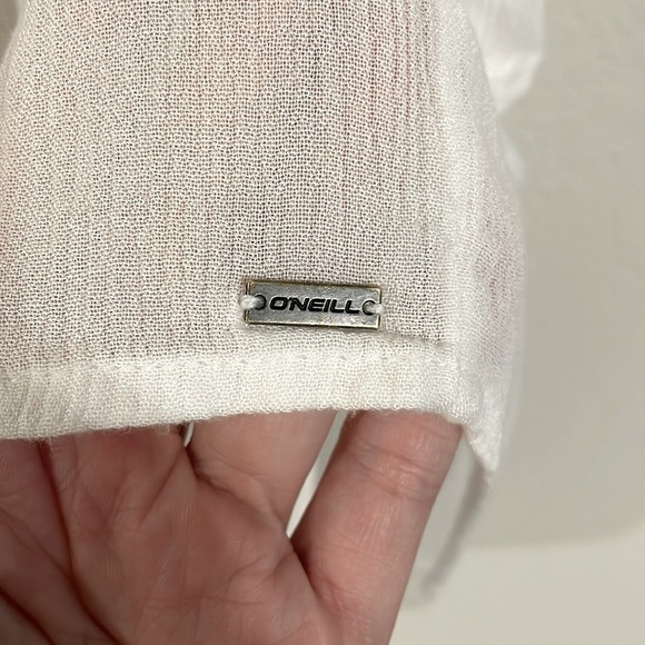 O'Neill Women's Babydoll Dress Large White 100% Cotton Gingham Print Coastal - Picture 10 of 16